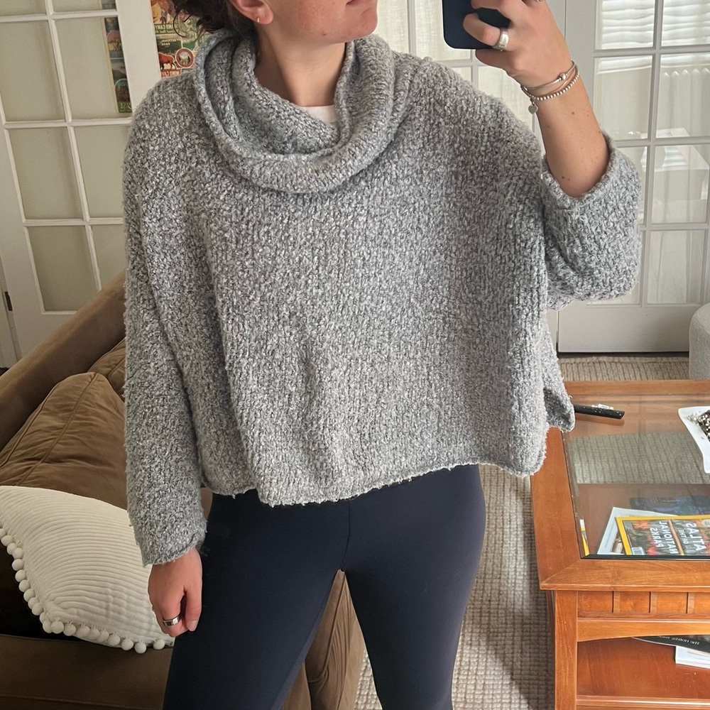 Free People Cowl Neck Cropped Sweater